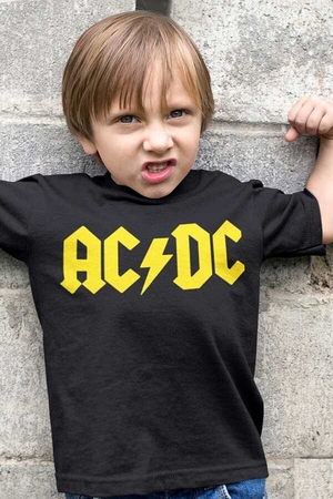 ACDC Logo Kısa Kollu Siyah Çocuk Tişört - Thumbnail