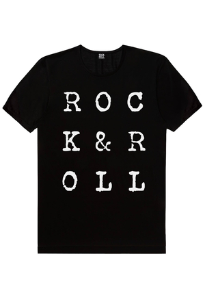 Alfabe Rock Siyah Kısa Kollu Erkek T-shirt - Thumbnail