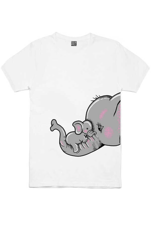 Anne Bebek Kısa Kollu Beyaz Erkek T-shirt - Thumbnail