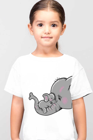 Anne ve Bebek Beyaz Kısa Kollu Çocuk T-shirt - Thumbnail