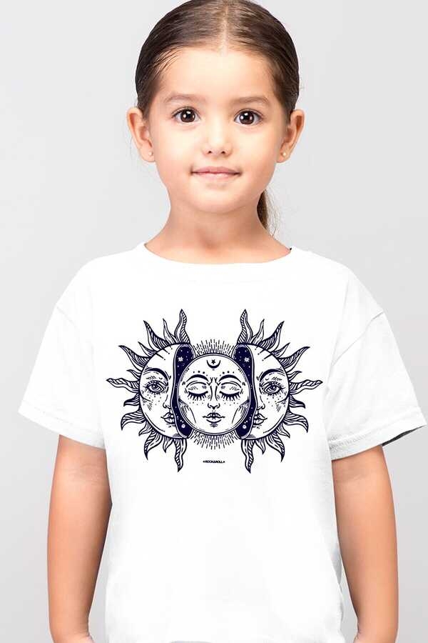 Ay Güneş Kısa Kollu Beyaz Çocuk Tişört