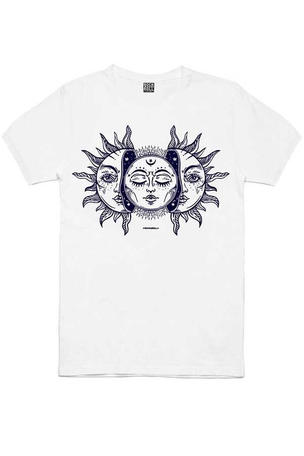 Ay Güneş Kısa Kollu Beyaz Erkek Tişört