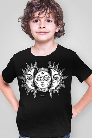  - Ay Güneş Kısa Kollu Siyah Çocuk Tişört