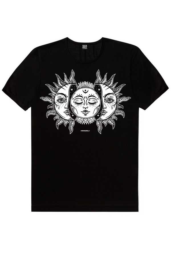 Ay Güneş Kısa Kollu Siyah Erkek Tişört