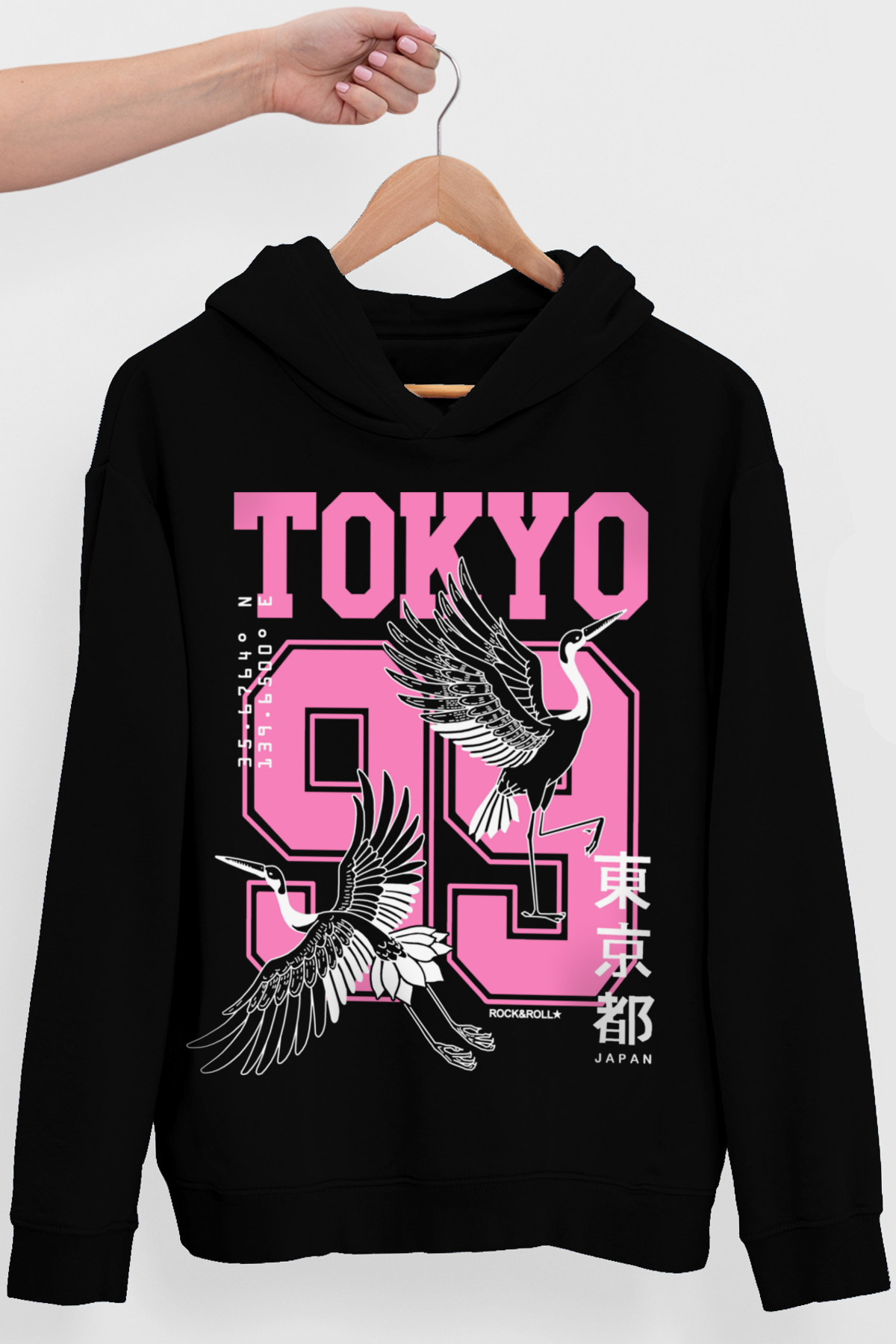 Tokyo 99 Siyah Kapüşonlu Erkek Sweatshirt