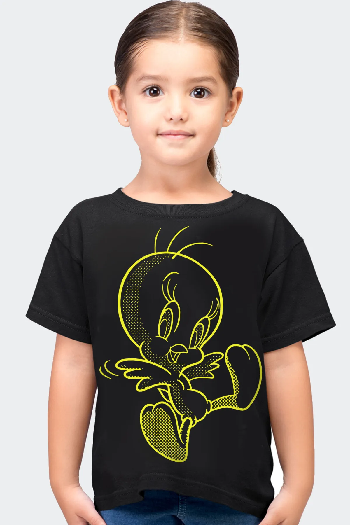 Rock & Roll - Neşeli Kuş Siyah Kısa Kollu Çocuk T-shirt