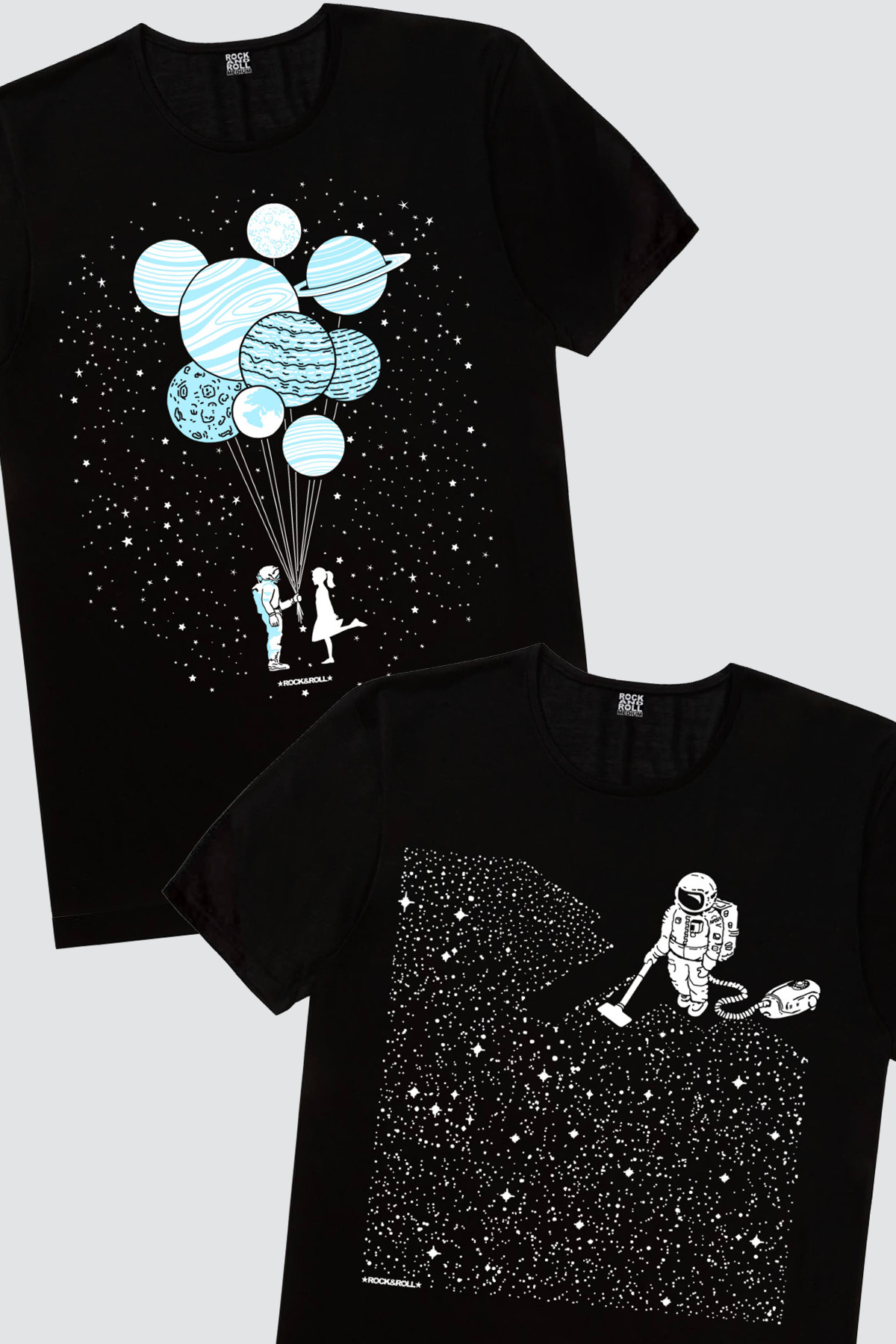 Balon Gezegenler, Süpürgeli Astrontot Kadın 2'li Eko Paket T-shirt