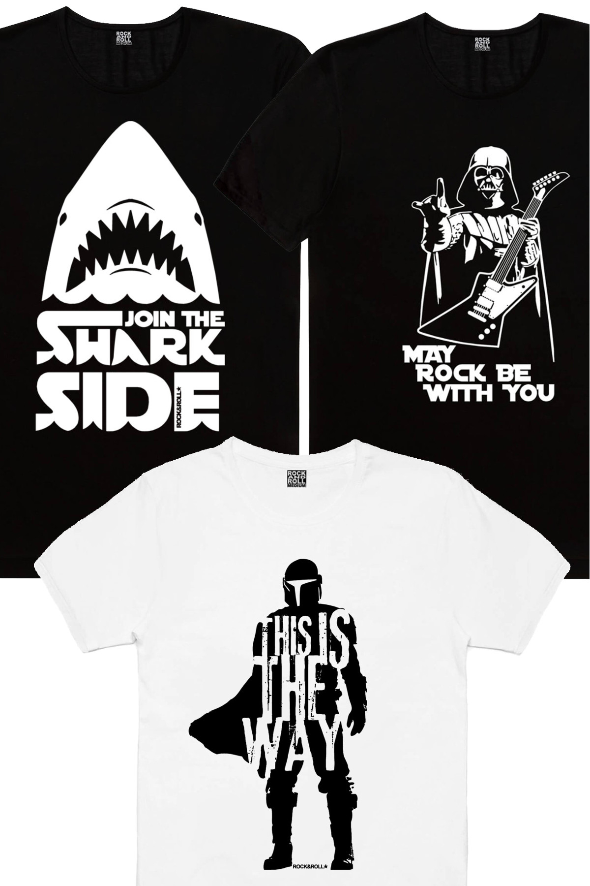 Bana Güven, Köpekbalığı Savaşları, Rocker Darth Vader Erkek 3'lü Eko Paket T-shirt
