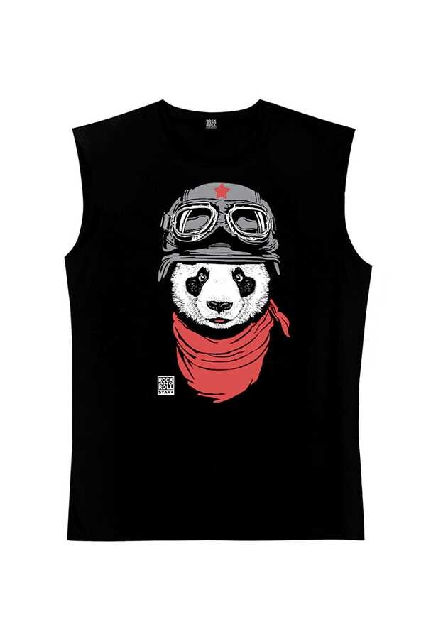 Bandanalı Panda Kesik Kol | Kolsuz Siyah Tişört | Atlet