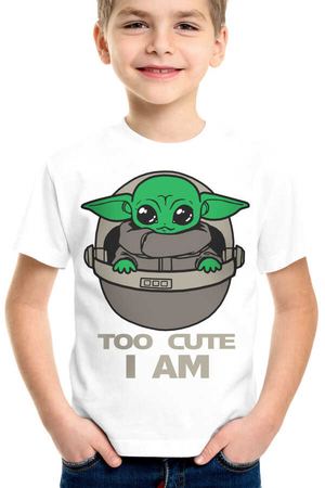 Bebe Yoda Beyaz Kısa Kollu Çocuk T-shirt - Thumbnail