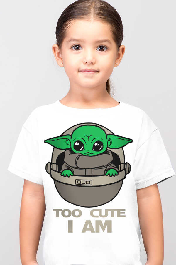 Bebe Yoda Beyaz Kısa Kollu Çocuk T-shirt