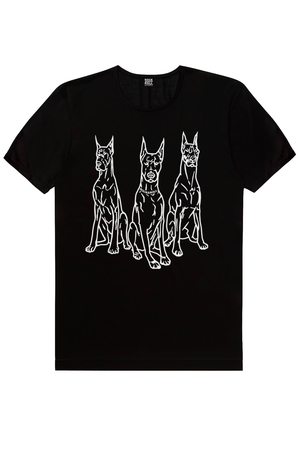 Doberman Trio Siyah Kısa Kollu Erkek T-shirt - Thumbnail
