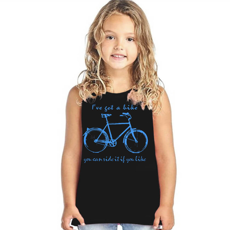 Benim Bisikletim Kesik Kol | Kolsuz Siyah Çocuk Tişört | Atlet - Thumbnail