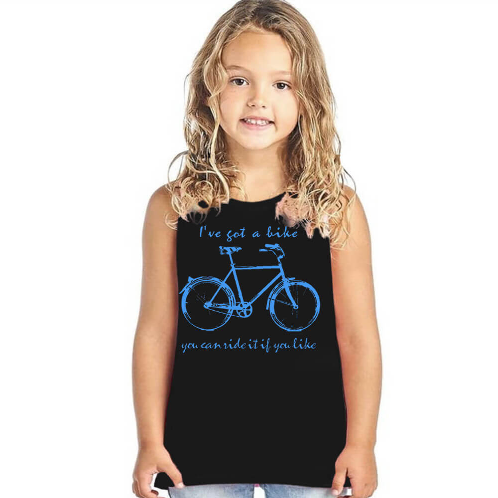 Benim Bisikletim Kesik Kol | Kolsuz Siyah Çocuk Tişört | Atlet