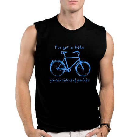 Benim Bisikletim Kesik Kol | Kolsuz Siyah Tişört | Atlet - Thumbnail