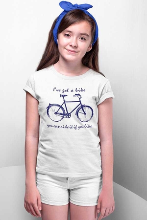 Benim Bisikletim Kısa Kollu Beyaz Çocuk Tişört - Thumbnail