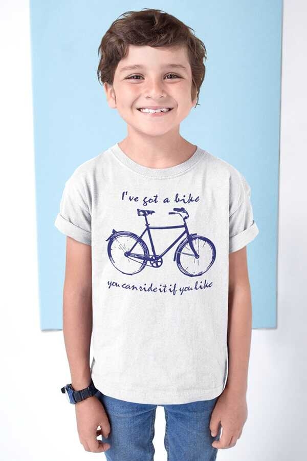 Benim Bisikletim Kısa Kollu Beyaz Çocuk Tişört