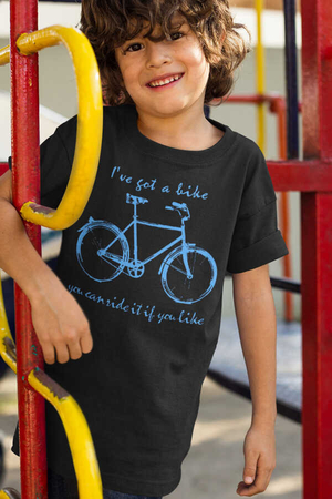 Benim Bisikletim Kısa Kollu Siyah Çocuk Tişört - Thumbnail