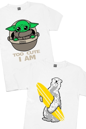 Rock & Roll - Bebe Yoda, Kutup Sörfü Erkek 2'li Eko Paket T-shirt