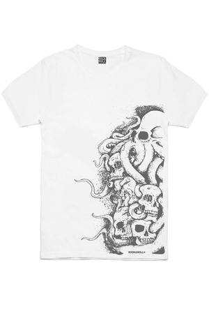 Beyaz Geometrik Kurt, Büyük Ahtapot Erkek 2'li Eko Paket T-shirt - Thumbnail