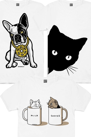 Sütlü ve Sade, Meraklı, Fransız Rapci Kadın 3'lü Eko Paket T-shirt - Thumbnail