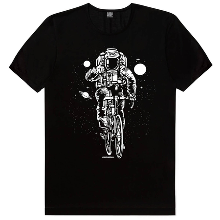 Bisikletli Astronot, Benim Bisikletim Siyah, Yarış Bisikleti Yazılar Beyaz Erkek 3'lü Eko Paket T-shirt - Thumbnail
