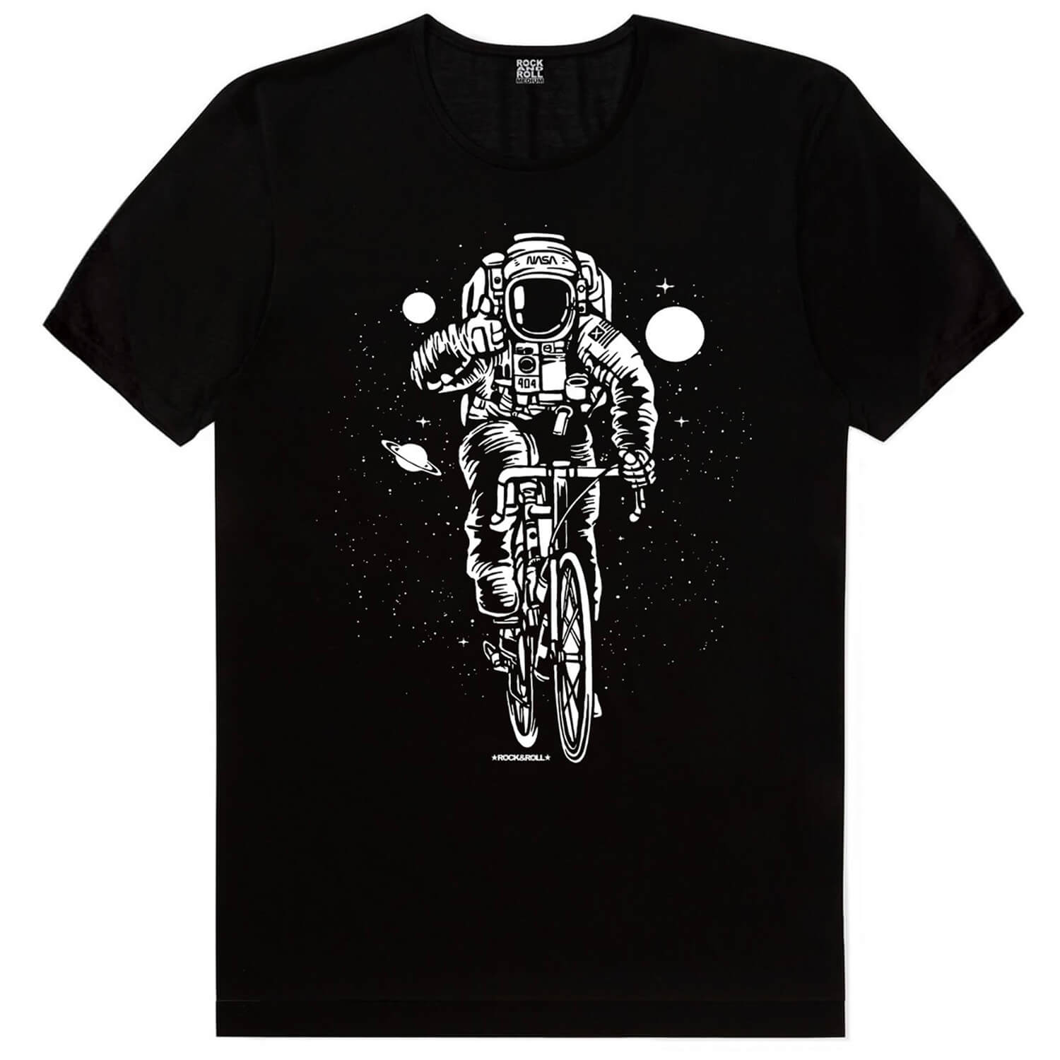 Bisikletli Astronot, Benim Bisikletim Siyah, Yarış Bisikleti Yazılar Beyaz Erkek 3'lü Eko Paket T-shirt