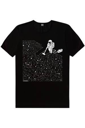 Bisikletli Astronot, Süpürgeli Astronot, Kaykaycı Astronot Erkek 3'lü Eko Paket T-shirt - Thumbnail
