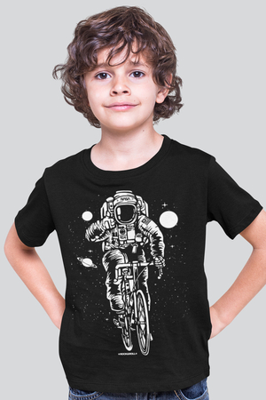 Bisikletli Astronot, Uzayda Astronot Çocuk Tişört 2'li Eko Paket - Thumbnail