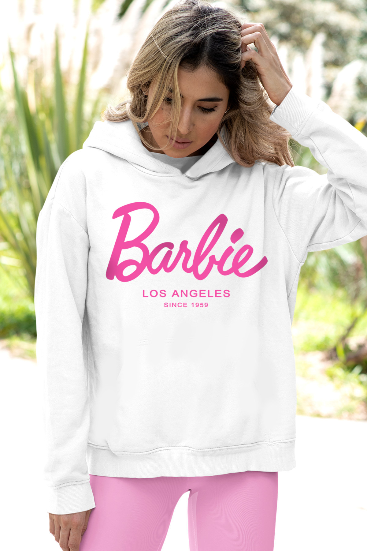 Barbie Beyaz Kapüşonlu Kadın | Bayan Sweatshirt