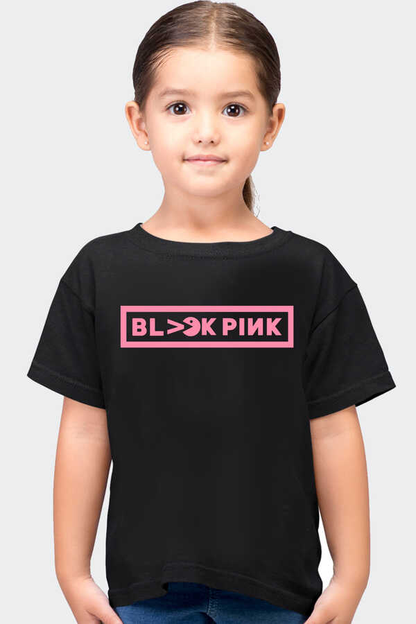 Blackpink Pac Kısa Kollu Siyah Çocuk Tişört
