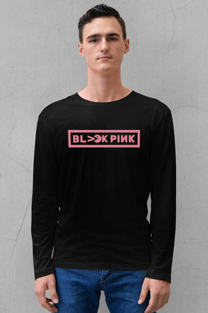  - Blackpink Pac Siyah Bisiklet Yaka Uzun Kollu Penye Erkek T-shirt