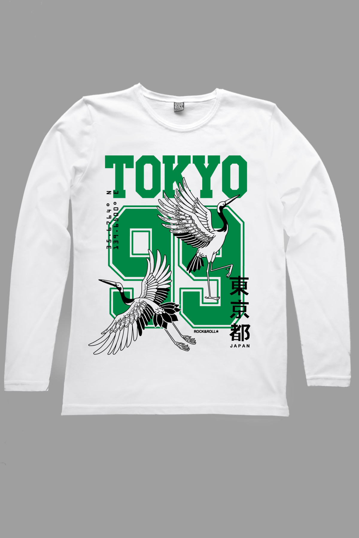 Tokyo 99 Beyaz Bisiklet Yaka Uzun Kollu Erkek Penye T-shirt