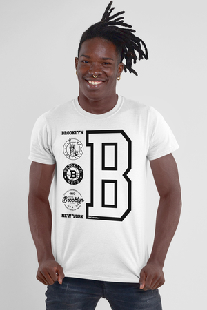 Brooklyn Logo Beyaz Kısa Kollu Erkek T-shirt - Thumbnail