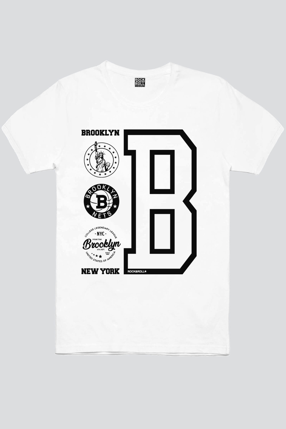 Brooklyn Logo Beyaz Kısa Kollu Erkek T-shirt