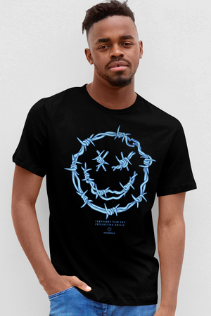 Rock & Roll - Dikenli Yüz Siyah Kısa Kollu Erkek T-shirt