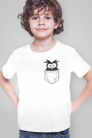 Rock & Roll - Cepte Şaşkın Kuş Beyaz Kısa Kollu Çocuk T-shirt