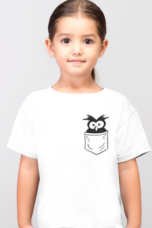 Cepte Şaşkın Kuş Beyaz Kısa Kollu Çocuk T-shirt - Thumbnail