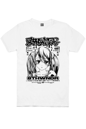 Anime Kız Beyaz Kısa Kollu Erkek T-shirt - Thumbnail