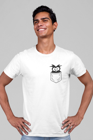  - Cepte Şaşkın Kuş Beyaz Kısa Kollu Erkek T-shirt