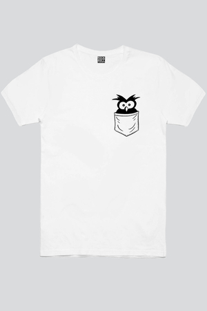 Cepte Şaşkın Kuş Beyaz Kısa Kollu Erkek T-shirt - Thumbnail