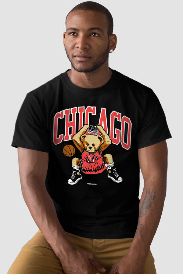 Chicago Basket Kısa Kollu Siyah Erkek T-shirt