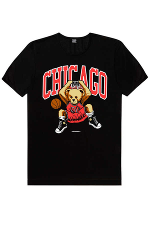 Chicago Basket Kısa Kollu Siyah T-shirt - Thumbnail