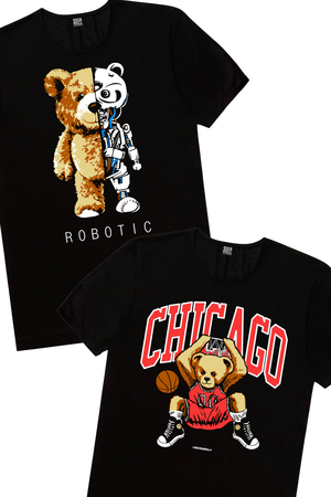 Rock & Roll - Chicago Basket, Robot Ayı Kadın 2'li Eko Paket T-shirt