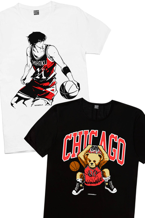 Rock & Roll - Chicago Basket, Yakışıklı Basketçi Kadın 2'li Eko Paket T-shirt