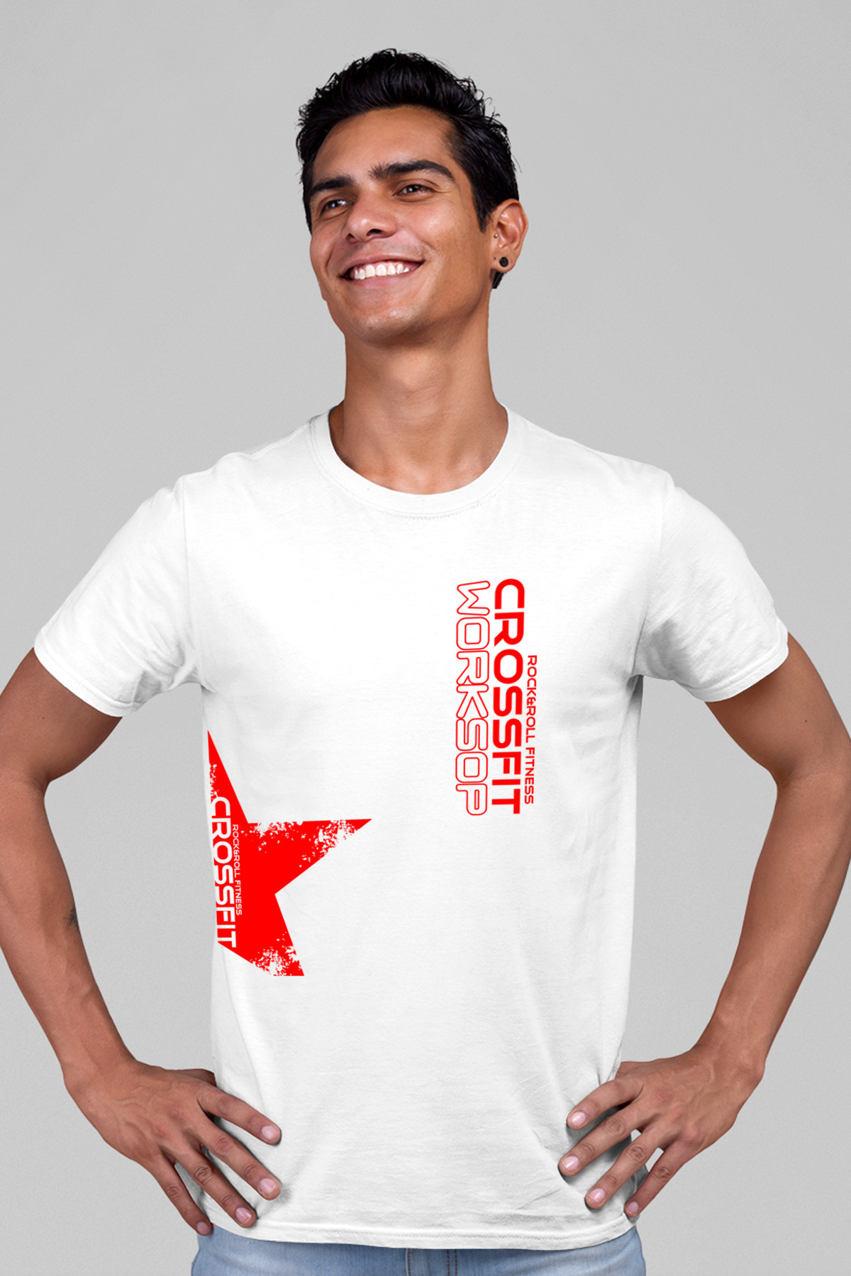 Crossfit Yıldız Beyaz Kısa Kollu Erkek T-shirt