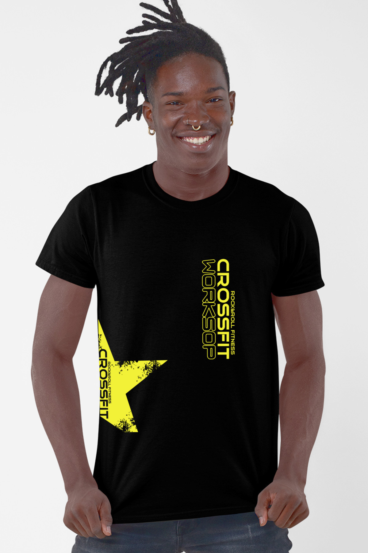 Crossfit Yıldız Siyah Kısa Kollu Erkek T-shirt