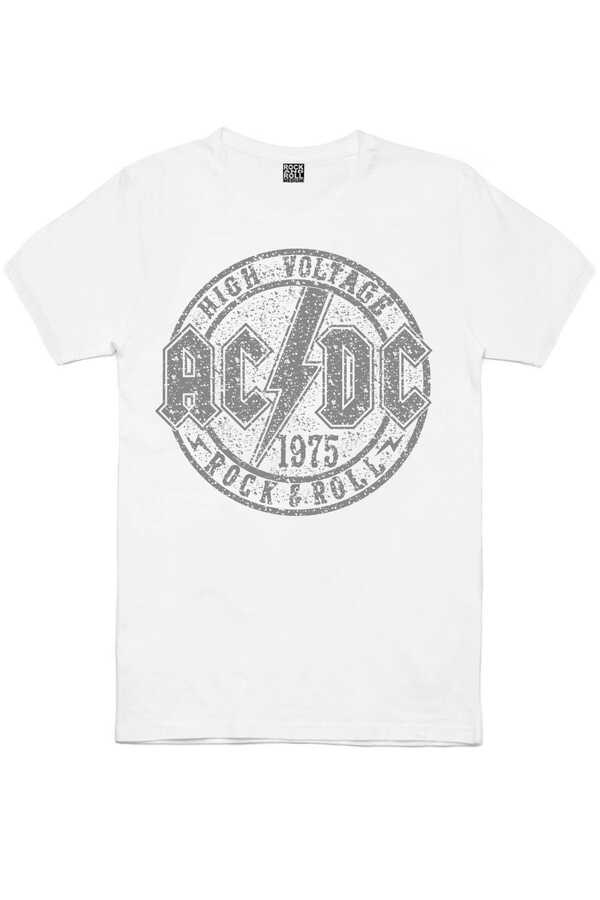 Dairede AC DC Kısa Kollu Beyaz Erkek T-shirt