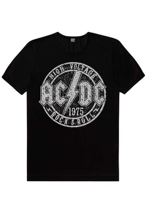 Dairede AC DC Kısa Kollu Siyah Erkek T-shirt - Thumbnail