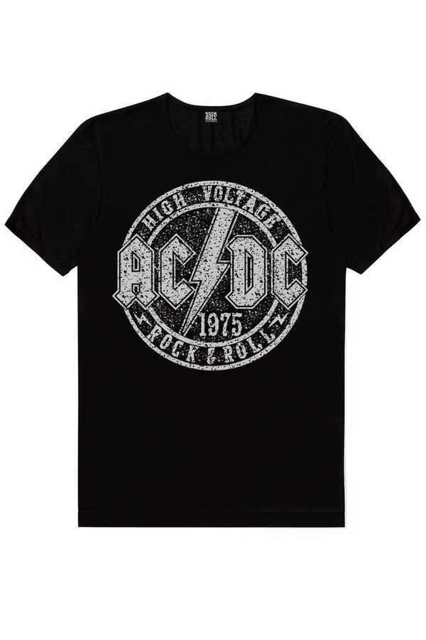 Dairede AC DC Kısa Kollu Siyah Erkek T-shirt